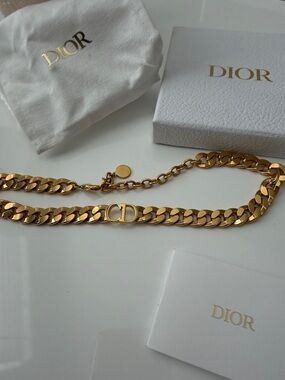 Christian Dior Gold-tone Signature CD short necklace $750
